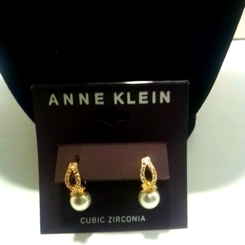 Annie Klien Infinity Pearl Drop Cubic Zirconia Earrings Set